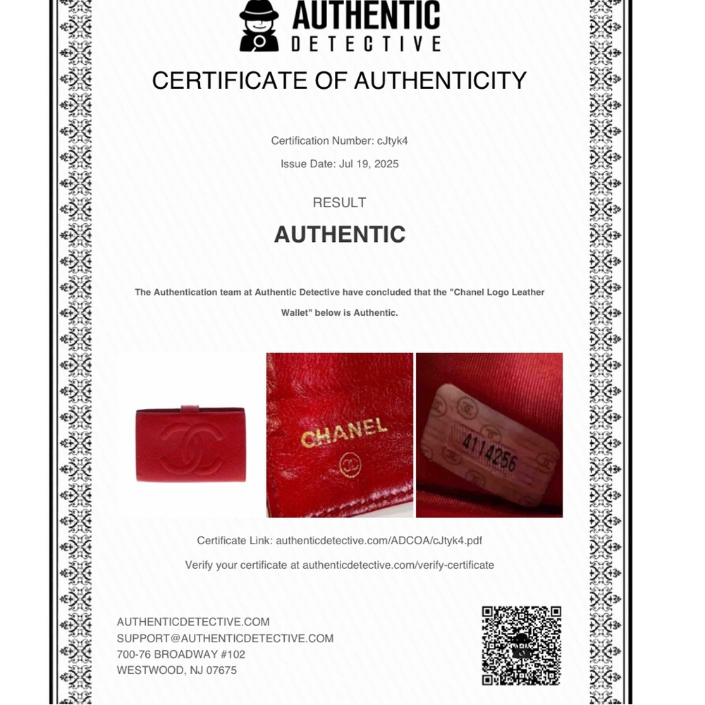 Chanel Red Caviar Leather Kiss-lock Wallet & COA - Picture 16 of 16